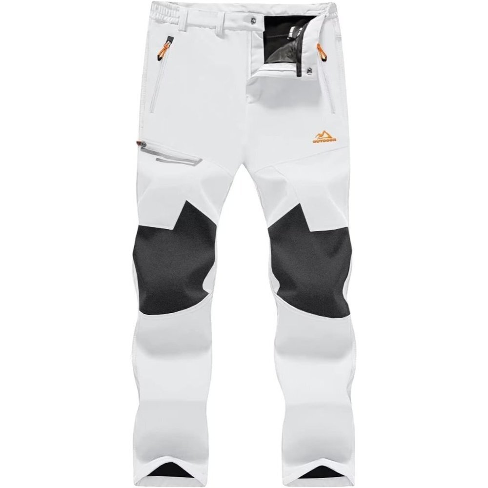 Men Winter Pants Fleece Lined Ski Snow Pants Water Resistant 4 Zip Pockets Pants